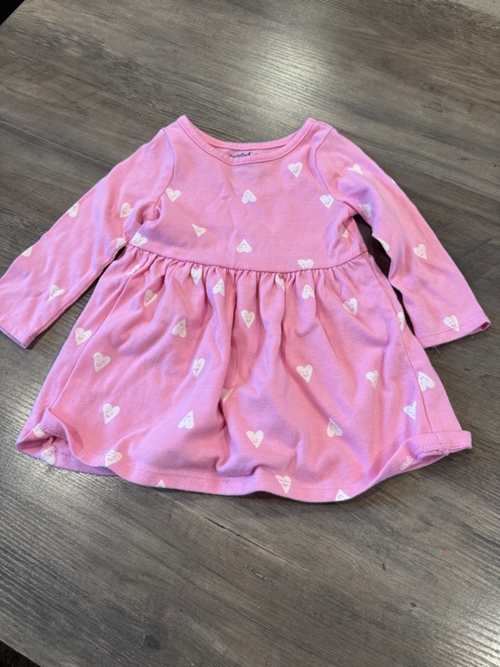 Pink Heart Print Long Sleeve Baby Dress